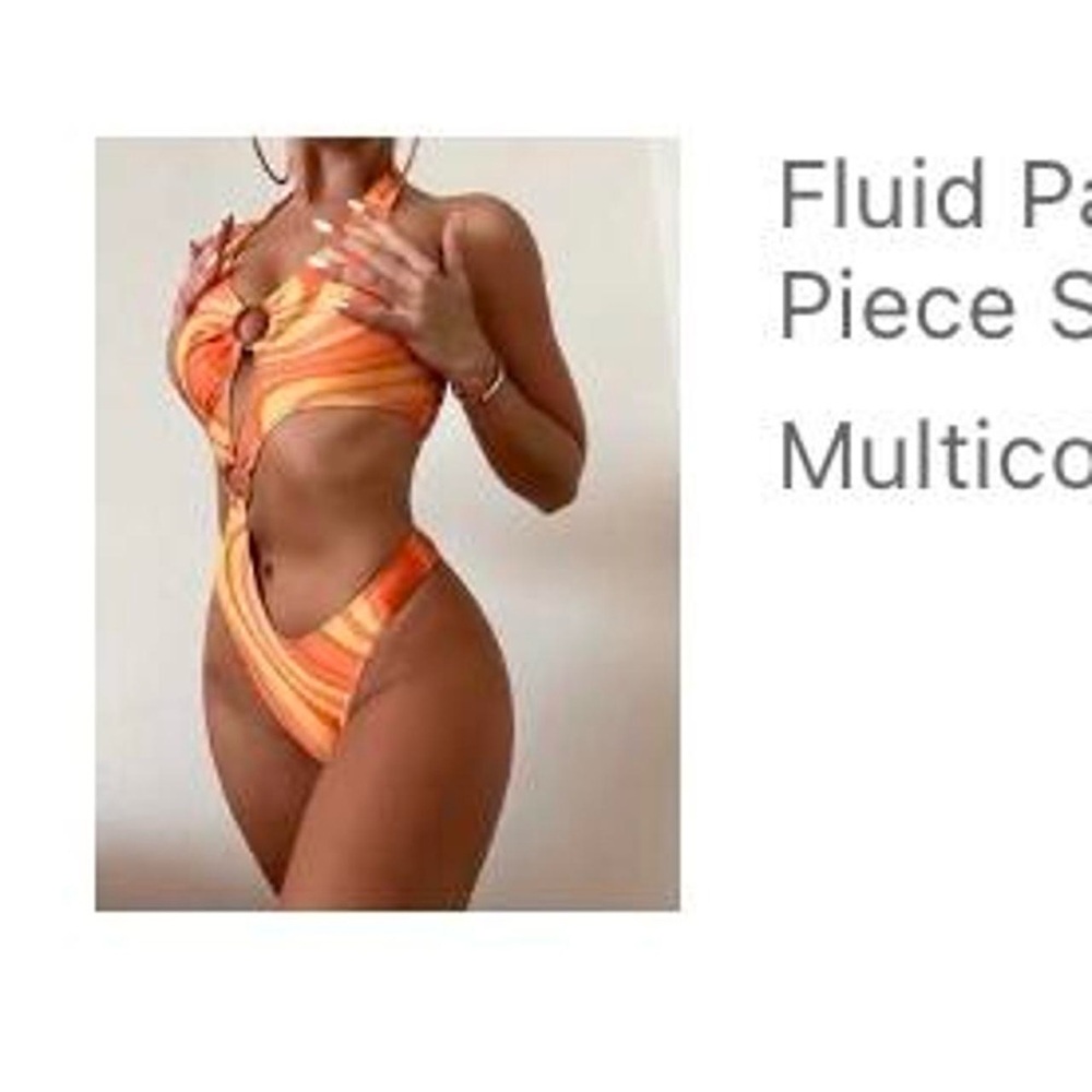Fluid pattern ring linked one piece swimsuit !